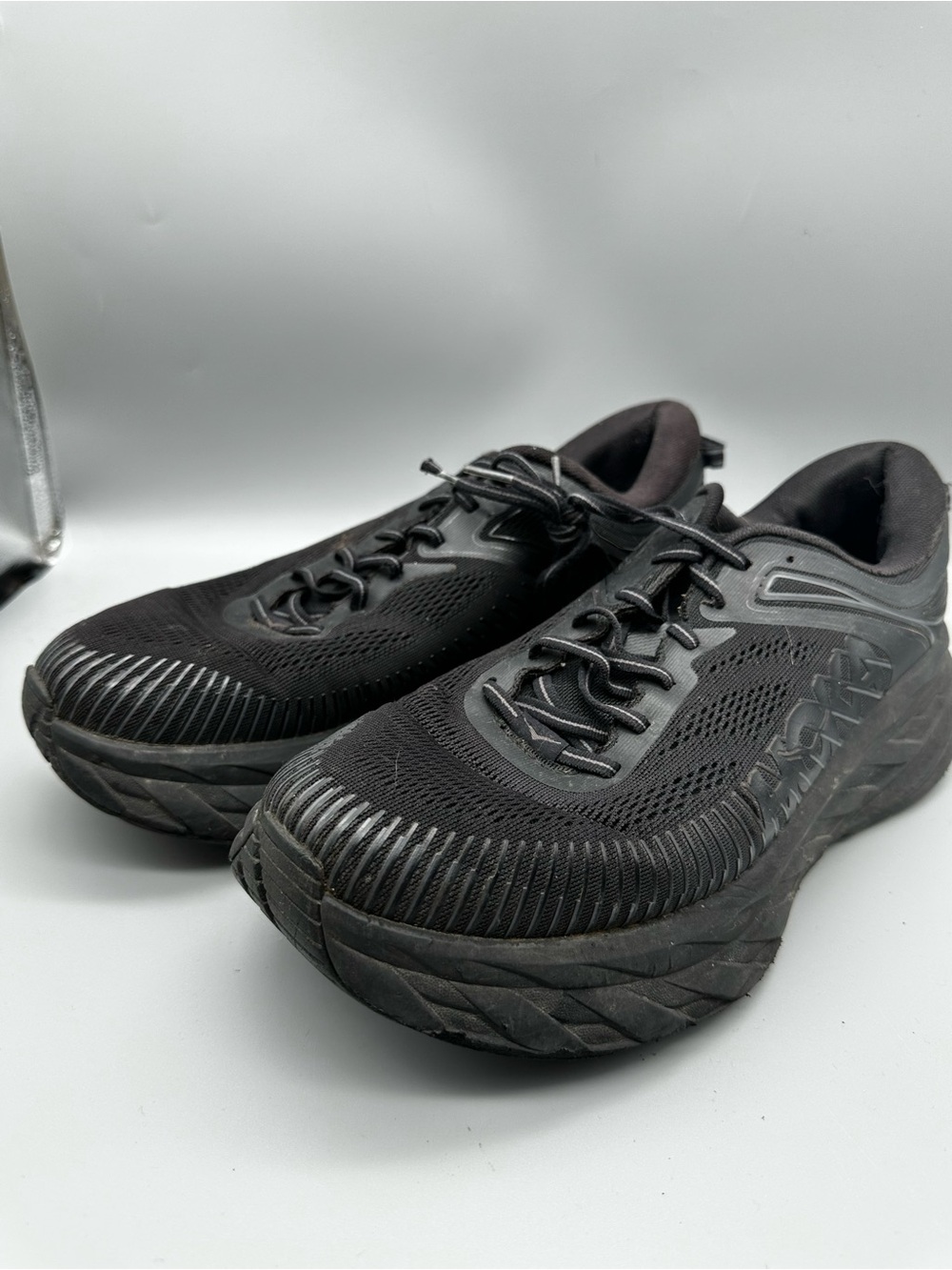 Hoka One One Bondi 7 Wide Men 12 2E Black Running Shoes 1110530 BBLC Sneaker